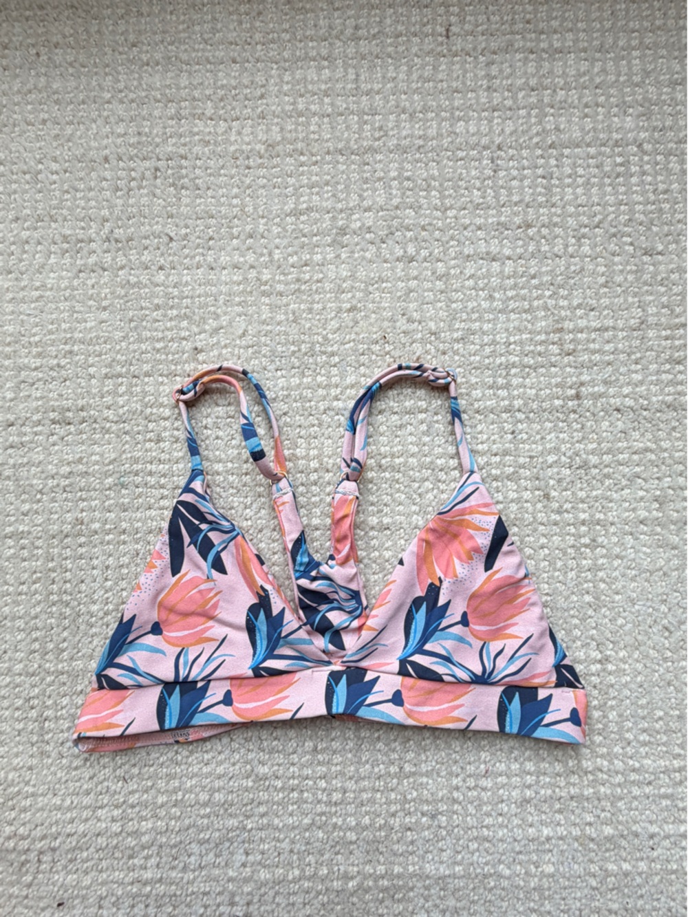 Midori Bikinis Coral Pink Tropical Print Swim Top